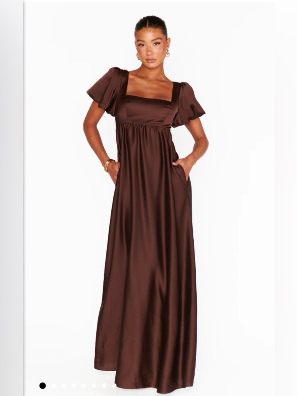 Show Me Your Mumu Nora Maxi Dress in Chocolate Luxe Satin - Picture 2 of 6
